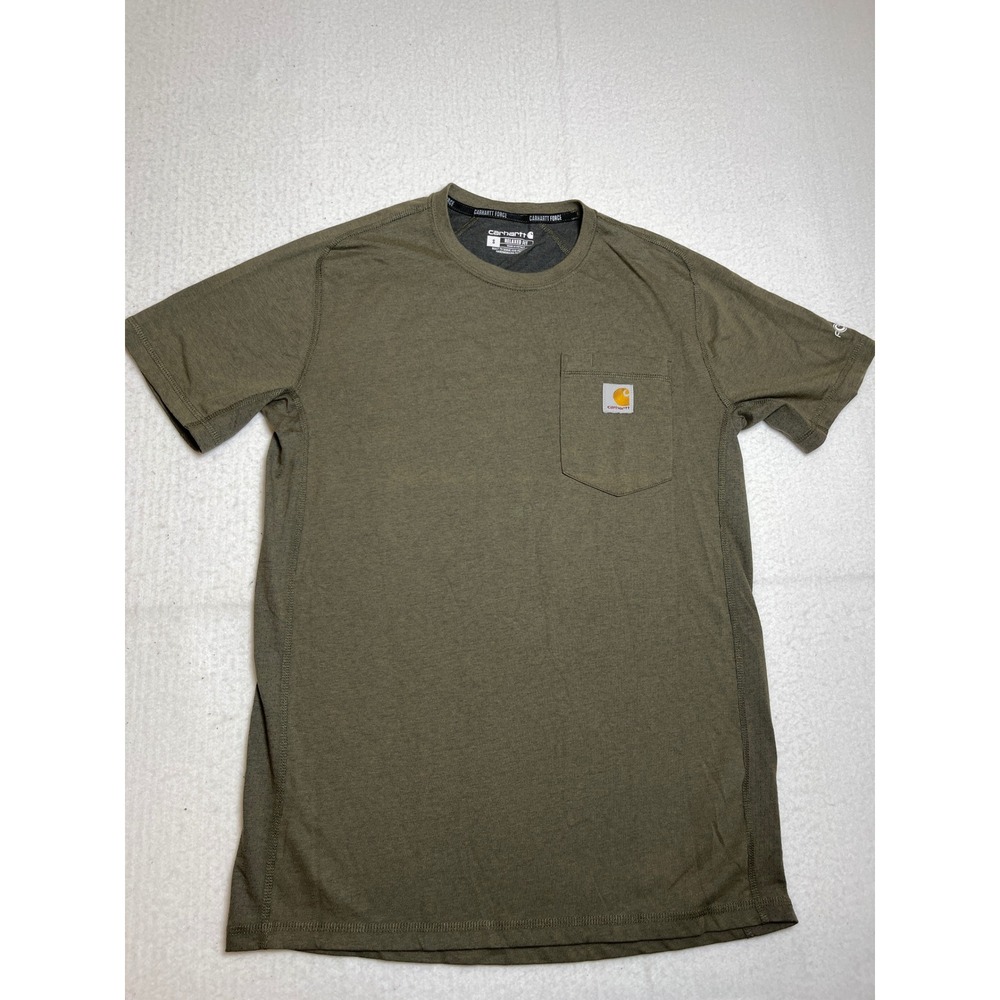 Carhartt Force Mens Relaxed Fit Pocket T-Shirt Olive Green Breathable Small
